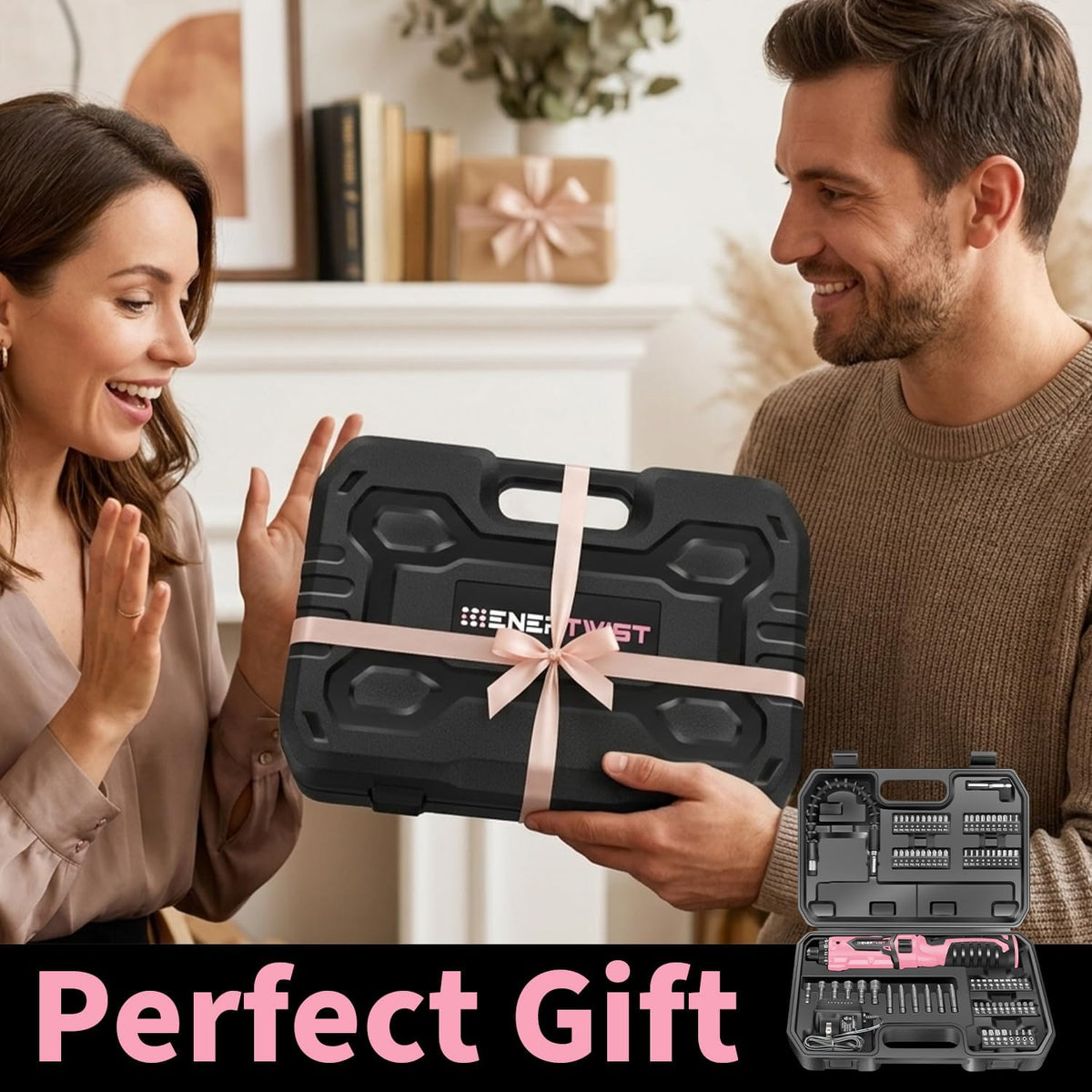 Cordless Electric 8V Pink Screwdriver with 82 Accessory Kit