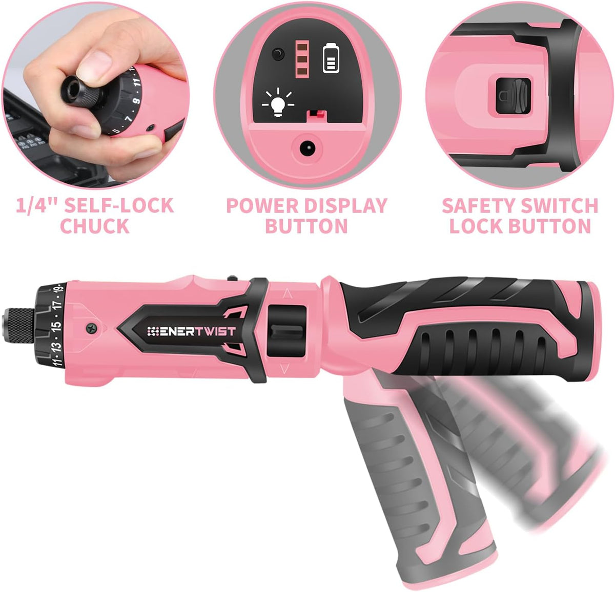 Cordless Electric 8V Pink Screwdriver with 82 Accessory Kit