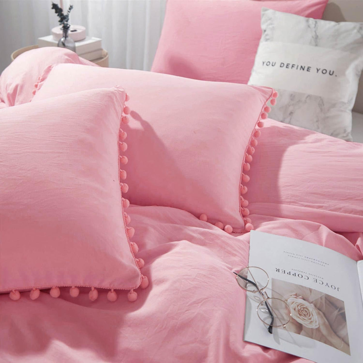 Pink Standard Size Pillow Shams Set of 2, 20x26 Inch
