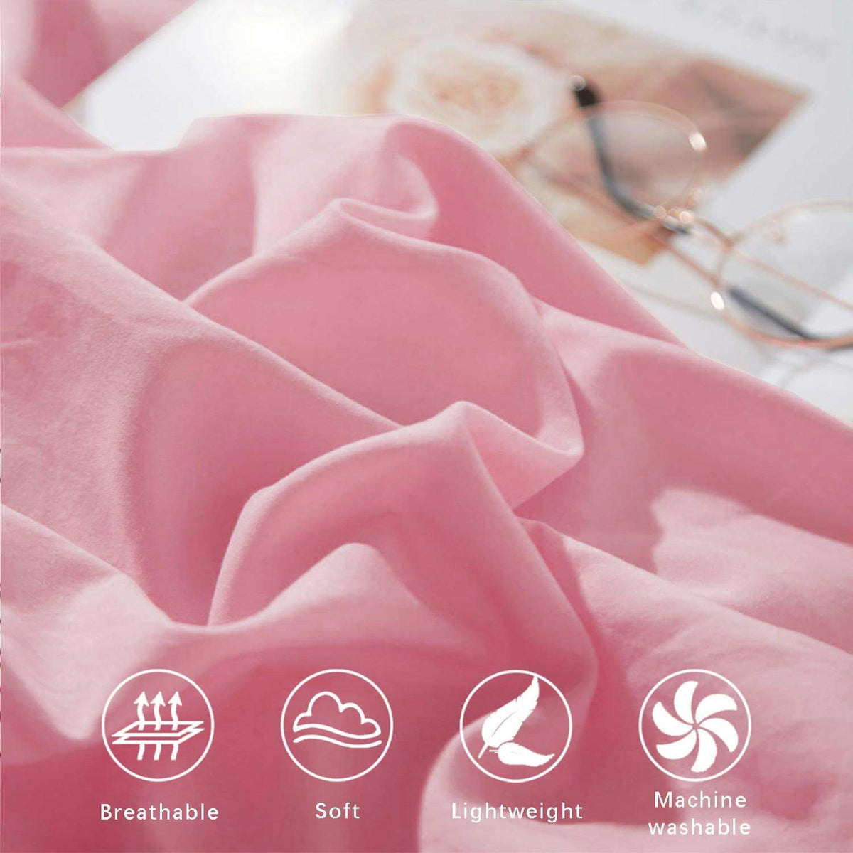 Pink Standard Size Pillow Shams Set of 2, 20x26 Inch
