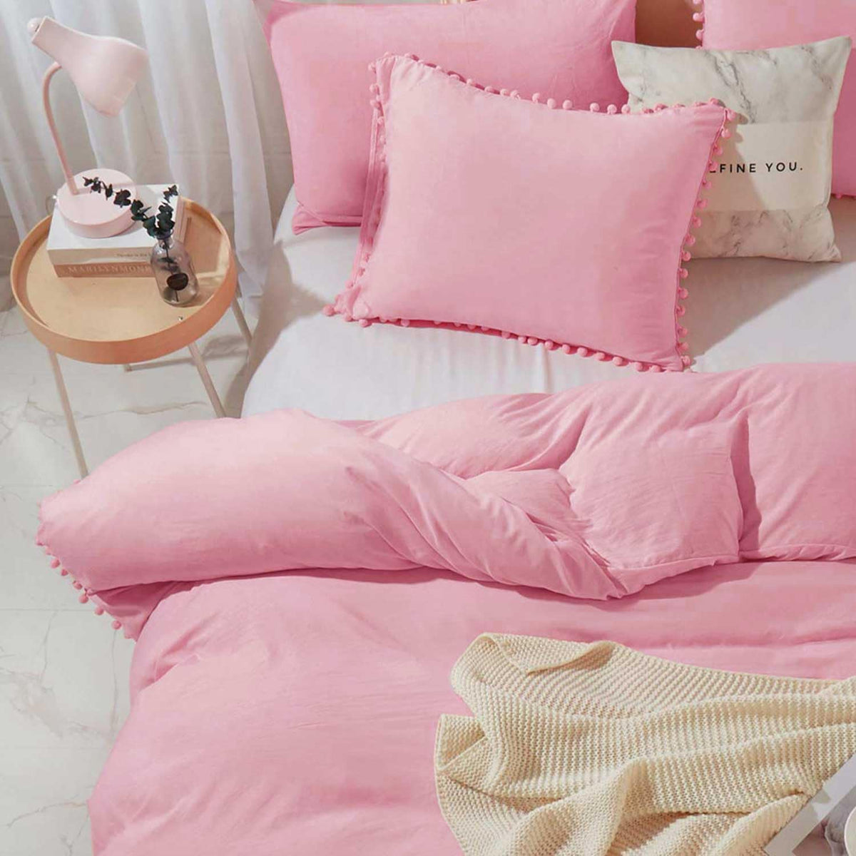 Pink Standard Size Pillow Shams Set of 2, 20x26 Inch