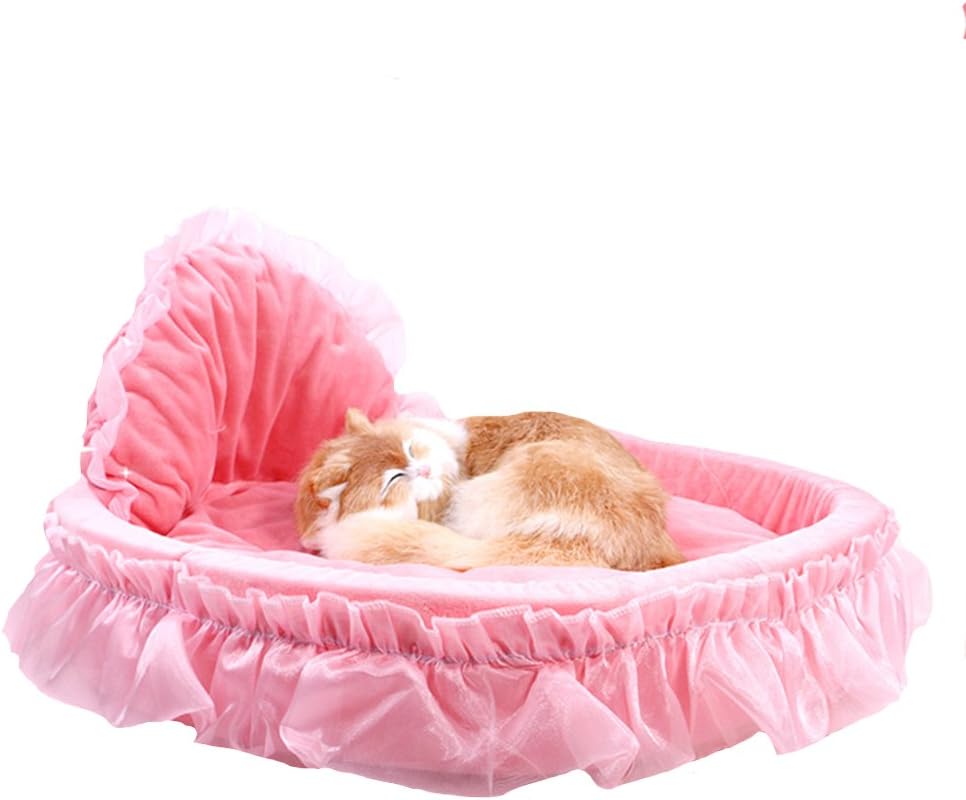 Cute Princess Pet Bed Bow-TIE Lace Cat Sofa (S, Pink)