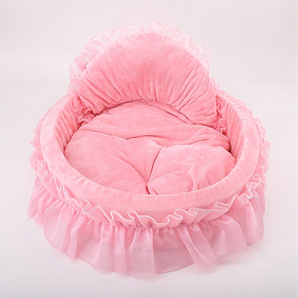 Cute Princess Pet Bed Bow-TIE Lace Cat Sofa (S, Pink)