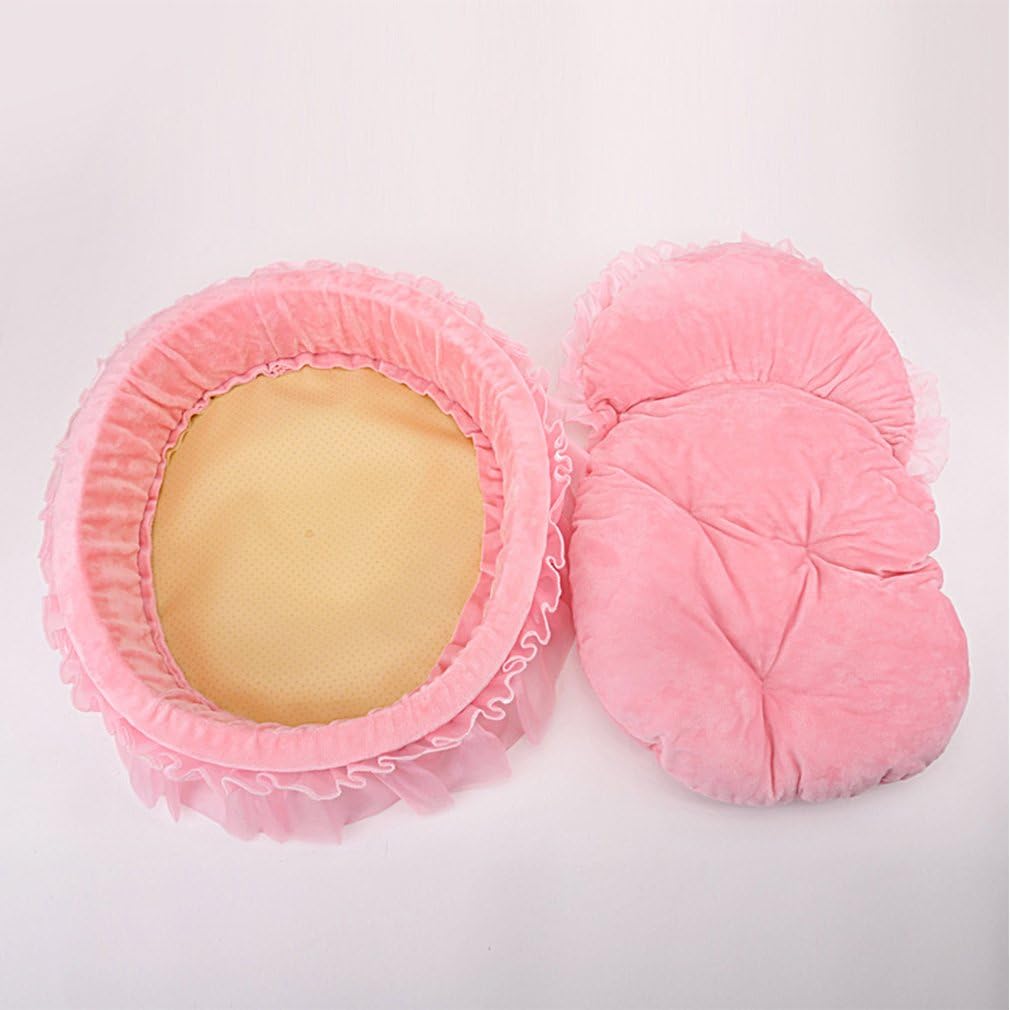 Cute Princess Pet Bed Bow-TIE Lace Cat Sofa (S, Pink)