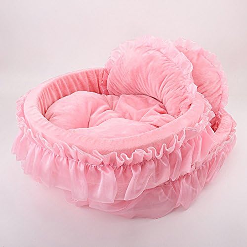 Cute Princess Pet Bed Bow-TIE Lace Cat Sofa (S, Pink)