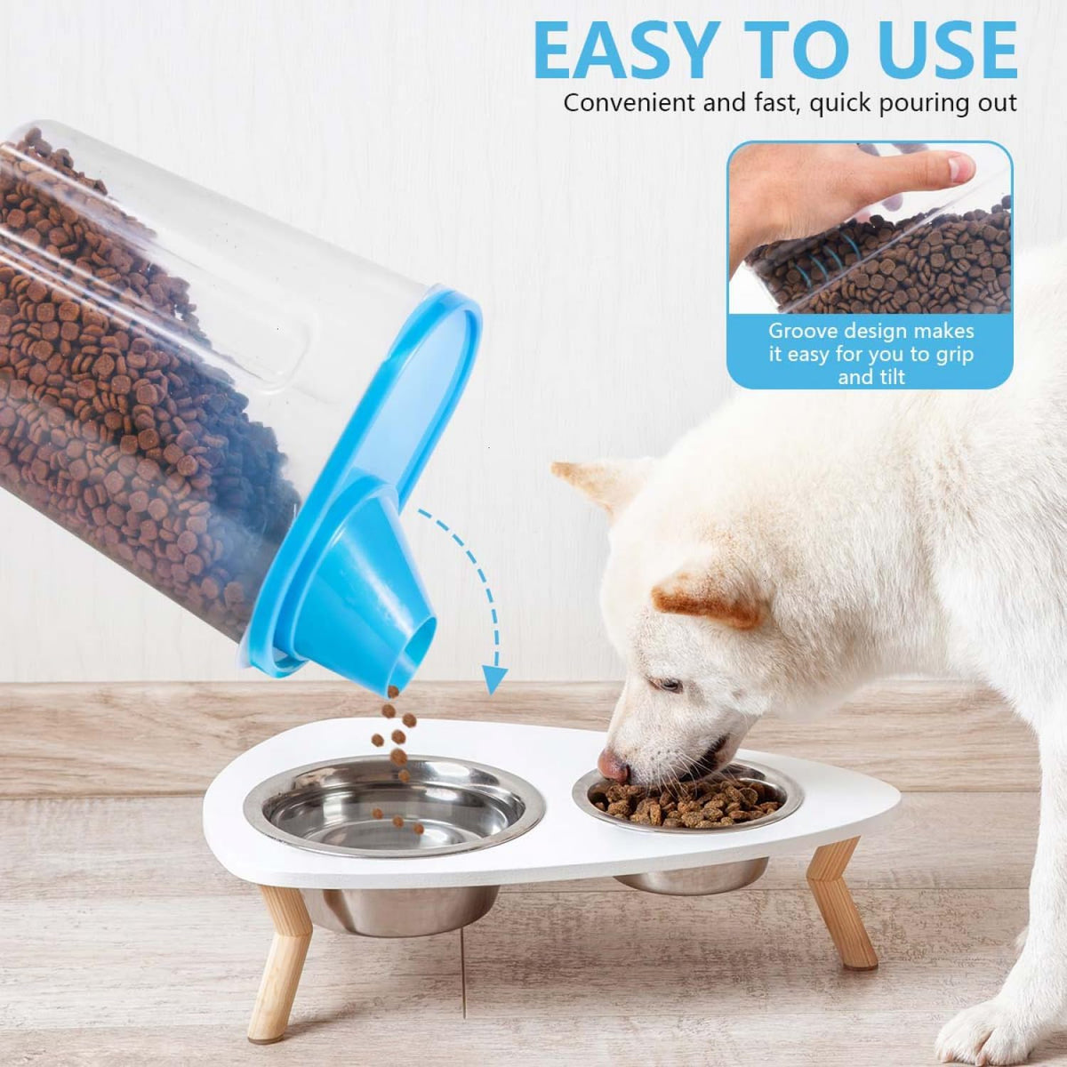 Pet Food Storage Container 2lb 2.5L Translucent Cat Dog Food Storage Container Dispenser with Measuring Cup Pour Spout Sealed Cover for Pets (Pink 1pcs)