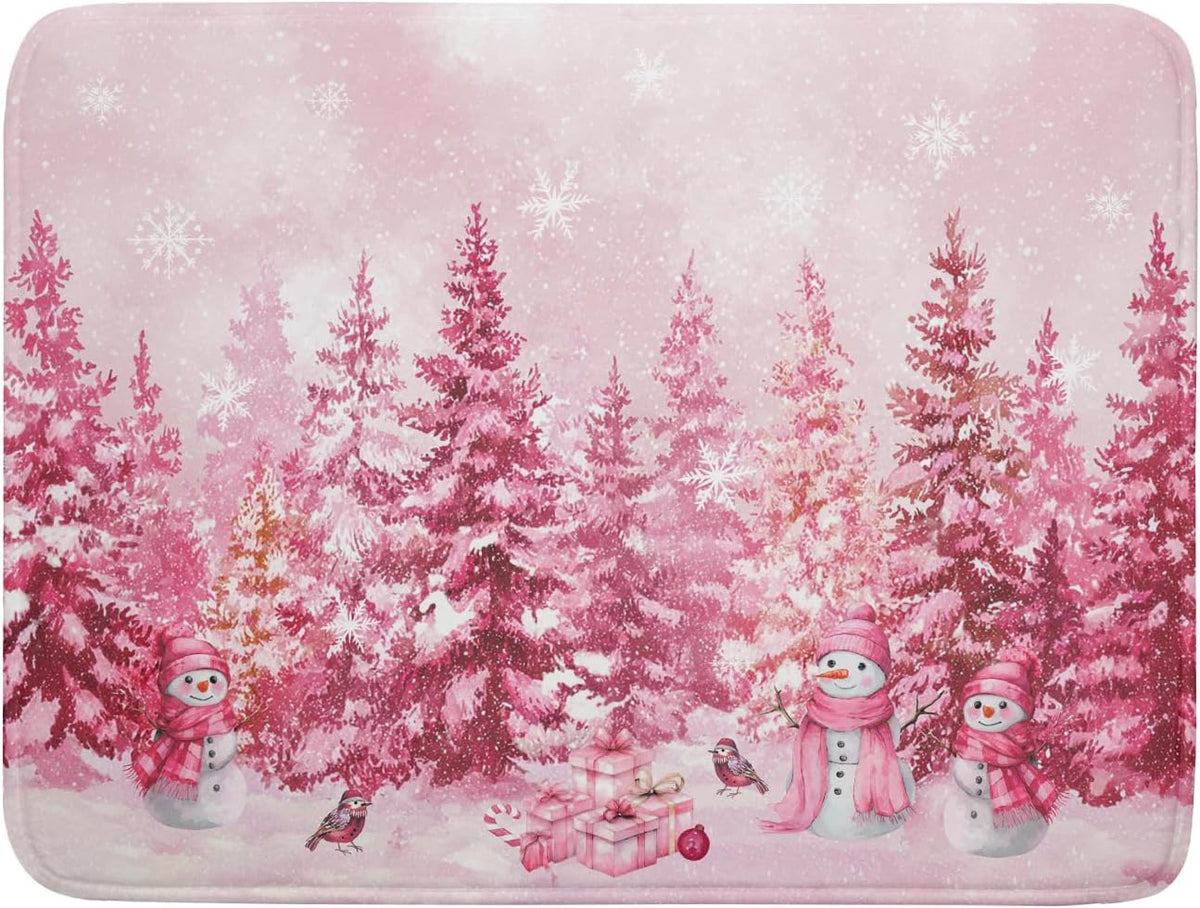 Pink Forest Dish Drying Mat Washable Drying Matt Kitchen Counter