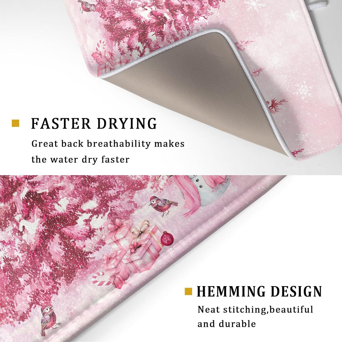 Pink Forest Dish Drying Mat Washable Drying Matt Kitchen Counter