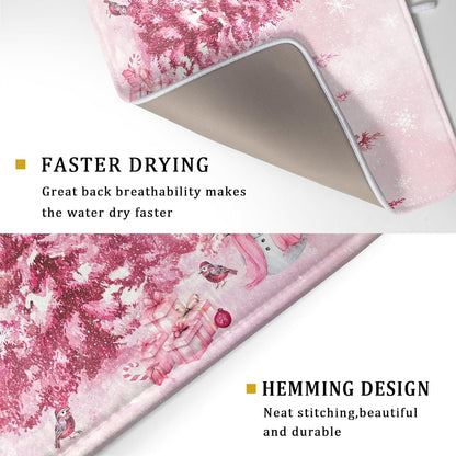 Pink Forest Dish Drying Mat Washable Drying Matt Kitchen Counter
