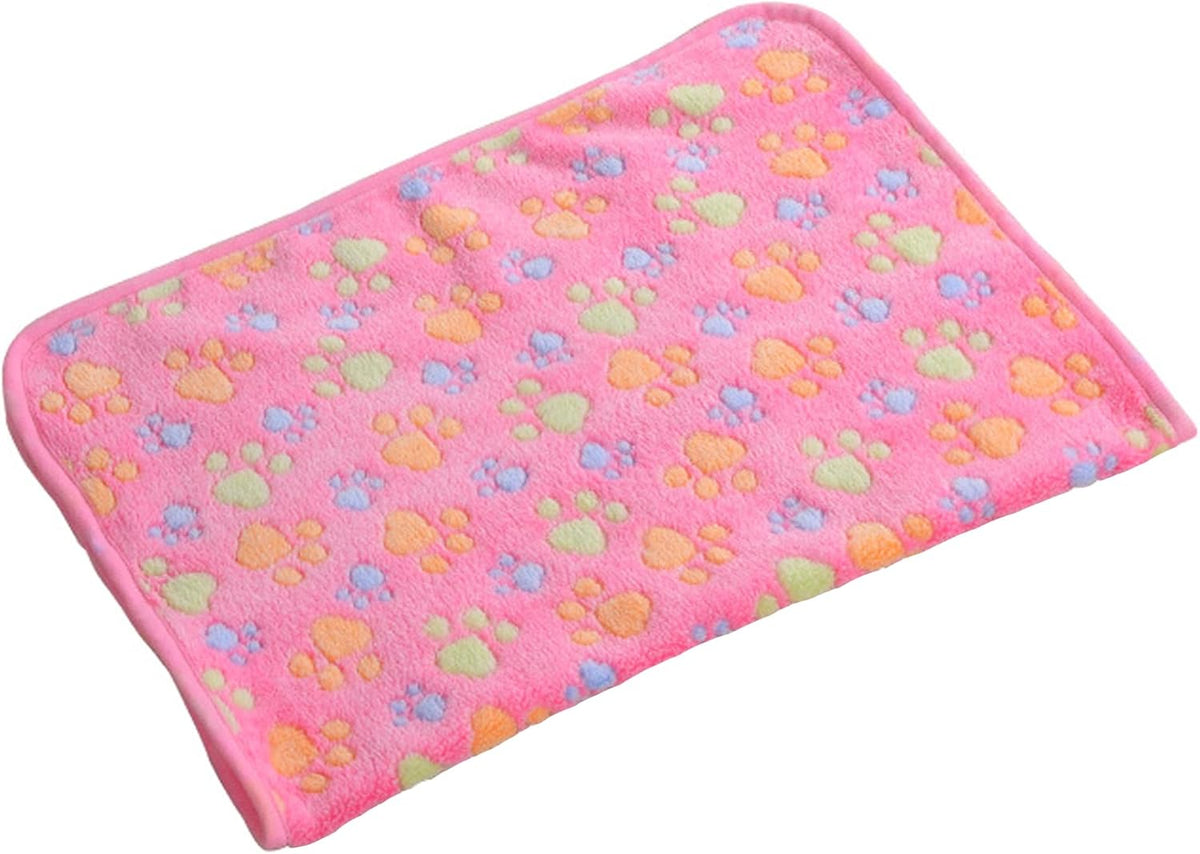 Blanket-Premium-Flannel-Small-Printed Throw for Cats Dog Puppy Animals Super Soft Fluffy Fleece Pet Blankets Warm Sleep Mat Cute Paw Pink