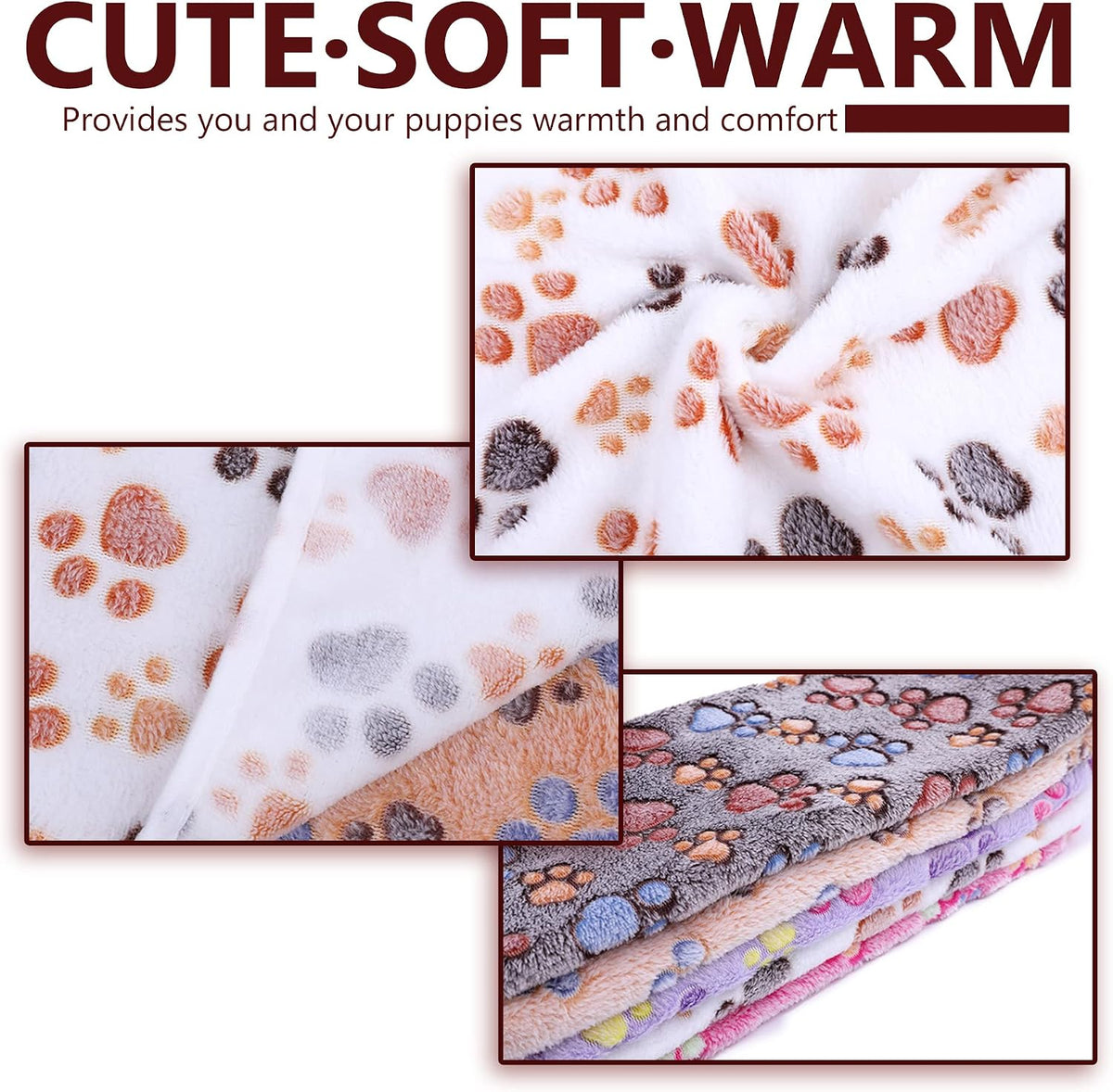 Blanket-Premium-Flannel-Small-Printed Throw for Cats Dog Puppy Animals Super Soft Fluffy Fleece Pet Blankets Warm Sleep Mat Cute Paw Pink