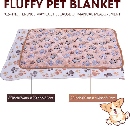 Blanket-Premium-Flannel-Small-Printed Throw for Cats Dog Puppy Animals Super Soft Fluffy Fleece Pet Blankets Warm Sleep Mat Cute Paw Pink
