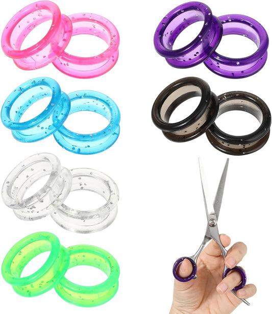 12 PCS Scissors Finger Rings Soft Silicone Scissors for Pet Grooming Scissors Accessories for Animal Hair Cutting Thumb Inserts Finger Protector Ring for Professional Barber