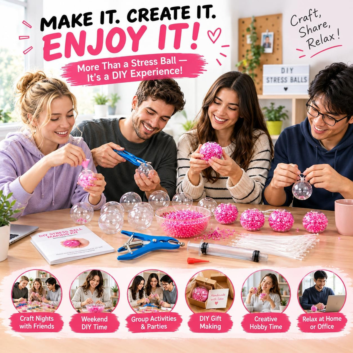 12PCS DIY Stress Ball Making Kit, Squishy Stress Ball Maker