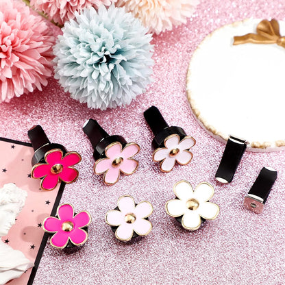 6 Pcs Daisy Vent Clips for Car, 3/3.3 cm, Red, Pink, White