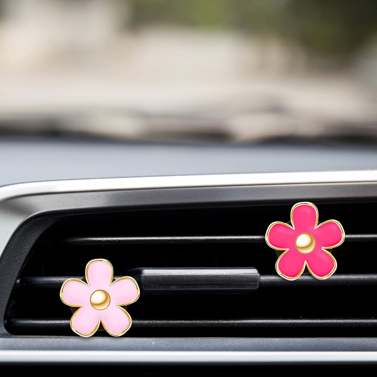 6 Pcs Daisy Vent Clips for Car, 3/3.3 cm, Red, Pink, White