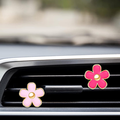 6 Pcs Daisy Vent Clips for Car, 3/3.3 cm, Red, Pink, White