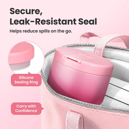 12oz Insulated Vacuum Food Jar with Buckle Lid Wide Mouth Soup Thermo for Hot Food Kids Leakproof Stainless Steel Lunch Container (Gradient Pink, 12OZ)