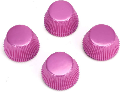 Standard Pink Foil Cupcake Liners for Baking 200 Count - Metallic Greaseproof Cupcake Wrappers Muffin Cups, Heavy Duty, Non-Stick, Easy to Peel