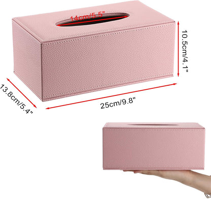 Tissue Box Cover Rectangle,Magnetic Bottom Tissue Box Holder,Pink
