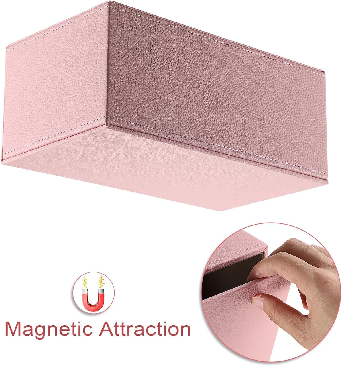 Tissue Box Cover Rectangle,Magnetic Bottom Tissue Box Holder,Pink