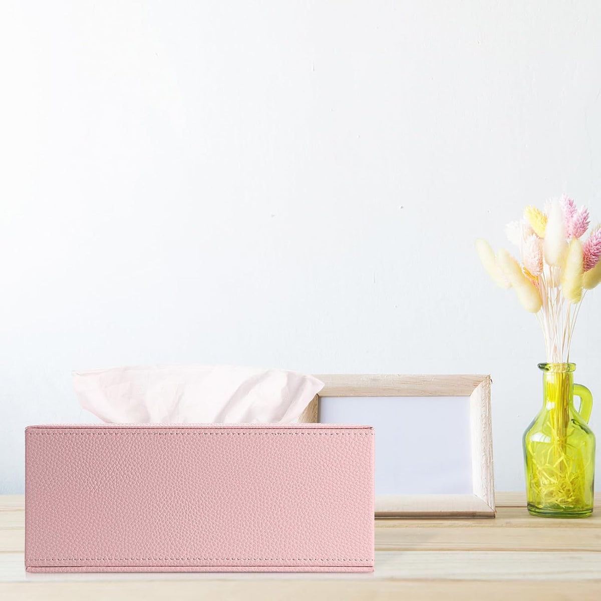 Tissue Box Cover Rectangle,Magnetic Bottom Tissue Box Holder,Pink