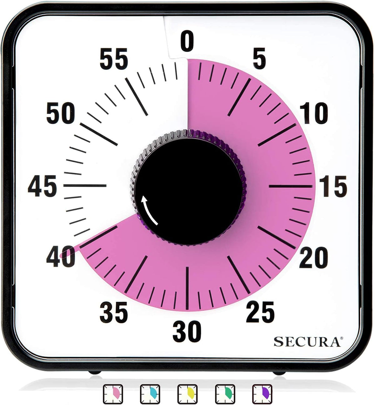 60-Minute Visual Countdown Timer, 7.5-Inch Oversize Classroom Visual Timer for Kids and Adults, Durable Mechanical Kitchen Timer Clock with Magnetic Backing (Peony Color)