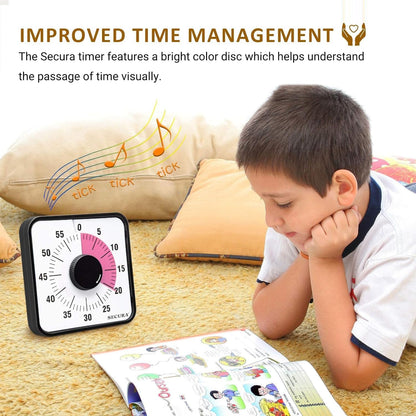 60-Minute Visual Countdown Timer, 7.5-Inch Oversize Classroom Visual Timer for Kids and Adults, Durable Mechanical Kitchen Timer Clock with Magnetic Backing (Peony Color)