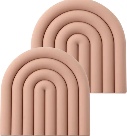 Silicone Heat Resistant Trivet Mats – Multipurpose Non-Slip Kitchen Hot Pads, Insulated Coasters & Pot Holders – Modern Placemats for Dining Table & Countertop – Set of 2 (Blush Pink)