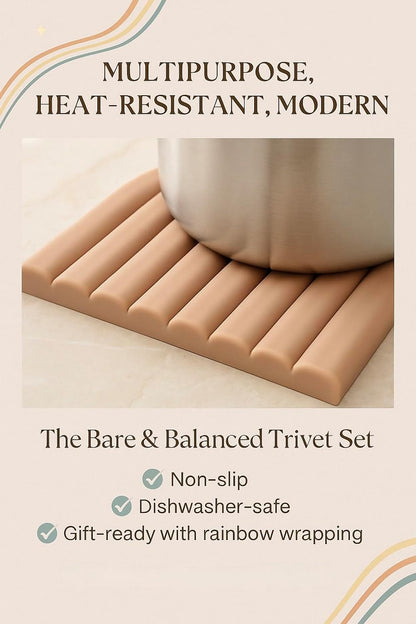 Silicone Heat Resistant Trivet Mats – Multipurpose Non-Slip Kitchen Hot Pads, Insulated Coasters & Pot Holders – Modern Placemats for Dining Table & Countertop – Set of 2 (Blush Pink)
