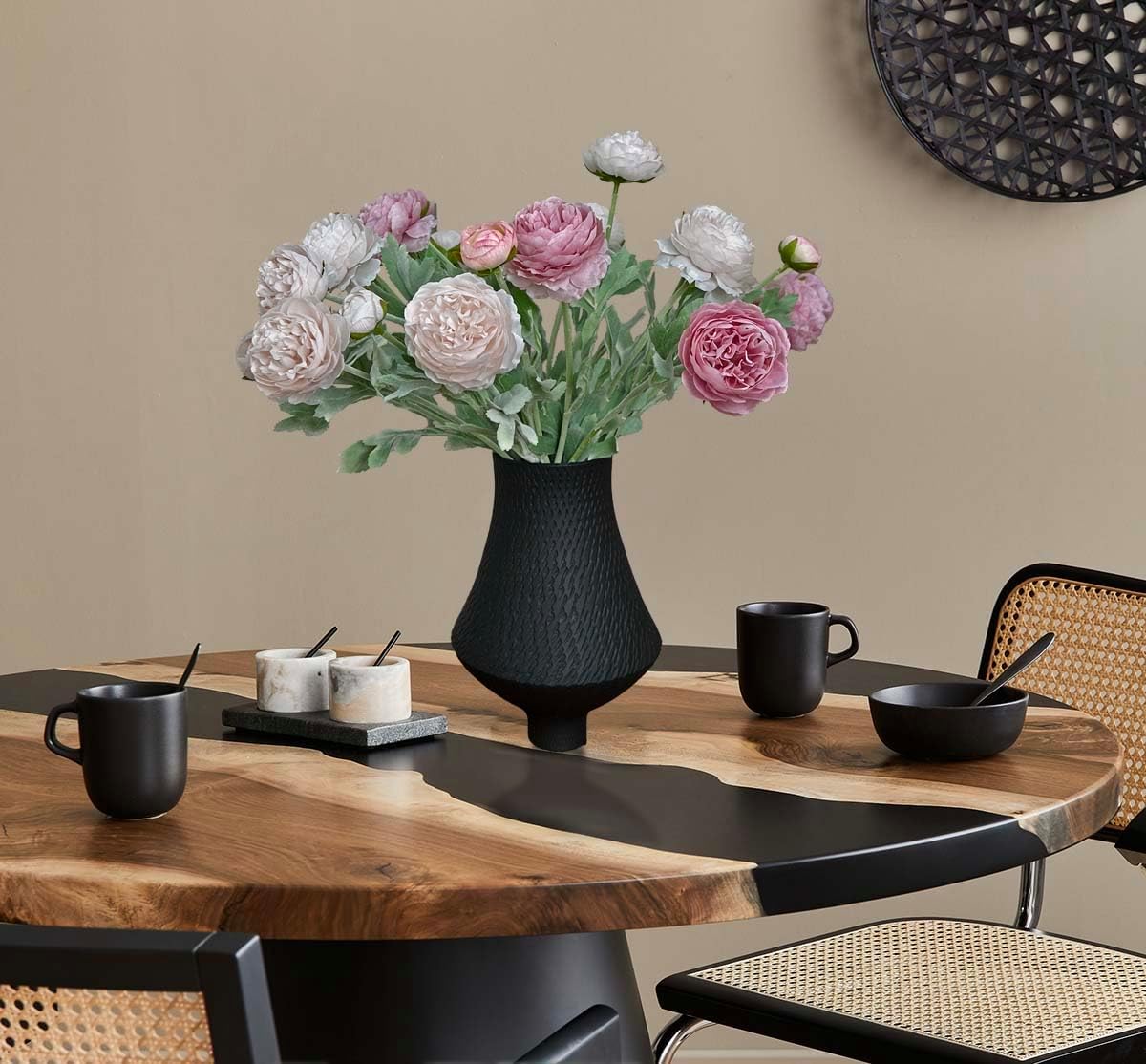 7 Artificial Flower Stems Ice Pink & Opal Pink for Table Decor