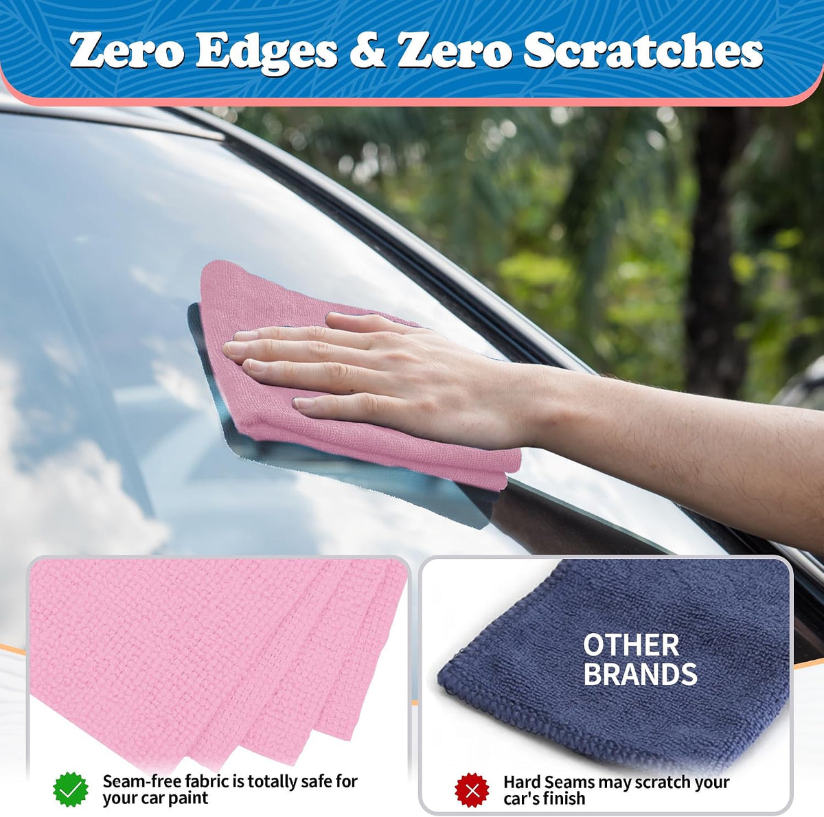 Microfiber Cleaning Cloth, Shop Towels Bulk, 24 Pack Pink Microfiber Towels for Cars, All-Purpose Absorbent Cleaning Rags, Dust Cloth for Automotive, Mechanic, Garage, Bar, 12 x 11 inch