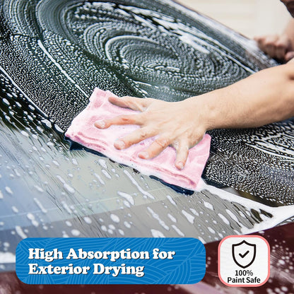 Microfiber Cleaning Cloth, Shop Towels Bulk, 24 Pack Pink Microfiber Towels for Cars, All-Purpose Absorbent Cleaning Rags, Dust Cloth for Automotive, Mechanic, Garage, Bar, 12 x 11 inch