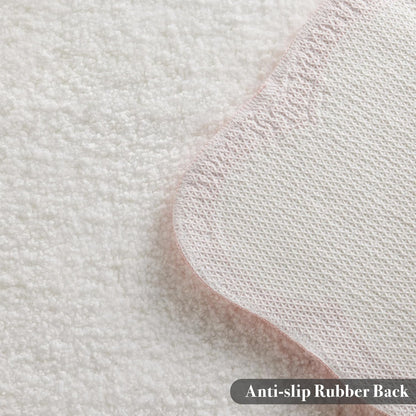 Luxury Microfiber Bathroom Rugs, White Bath Rug with Pink Scalloped Piping Cute Aesthetic Girly Bath Mat for Women's Bathroom, Tub, Floor Carpet, Sink, Shower, Anti Slip, Absorbent, 32x20