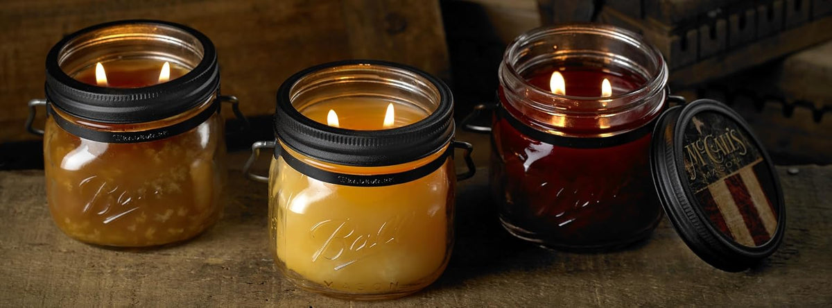 Ginger Peach 16 oz Vintage Mason Jar Candle with Carrying Handle