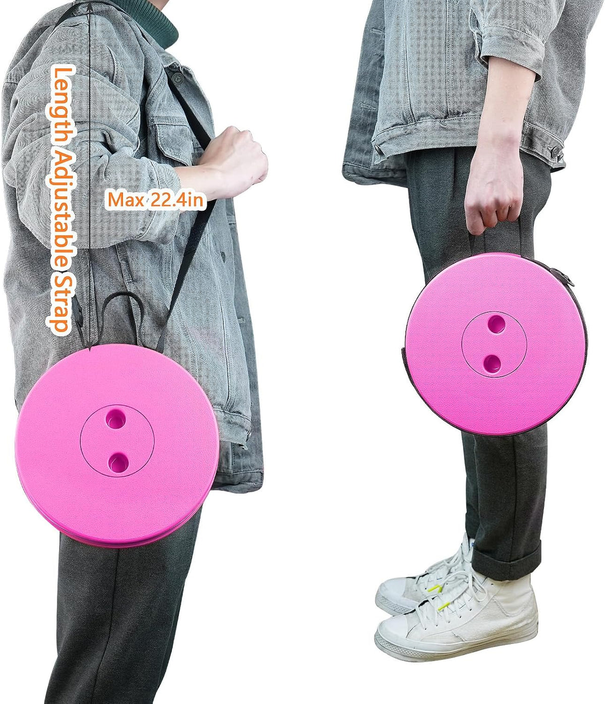 Upgraded Folding Stool Lightweight Yet More Sturdy with Load Capacity 400lbs Portable Collapsible Stool for Camping Fishing Hiking BBQ (Pink)