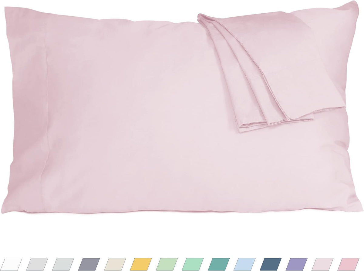 Pillow Cases Standard Queen Size Cotton Percale Set of 2, Light Pink