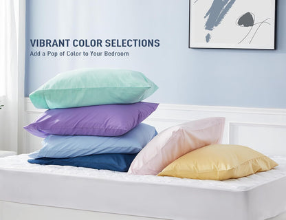 Pillow Cases Standard Queen Size Cotton Percale Set of 2, Light Pink