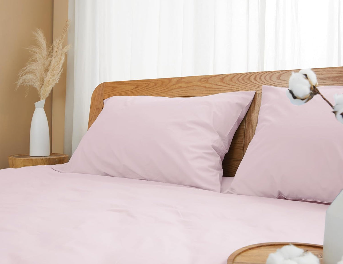 Pillow Cases Standard Queen Size Cotton Percale Set of 2, Light Pink