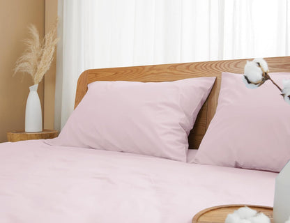Pillow Cases Standard Queen Size Cotton Percale Set of 2, Light Pink
