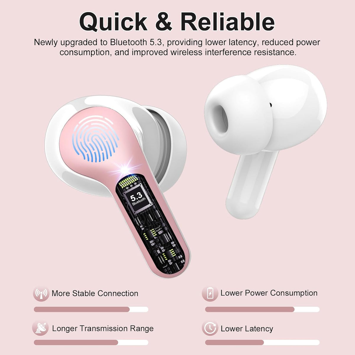 Wireless Earbuds, Bluetooth 5.4 Headphones HiFi Stereo, Bluetooth Earbuds