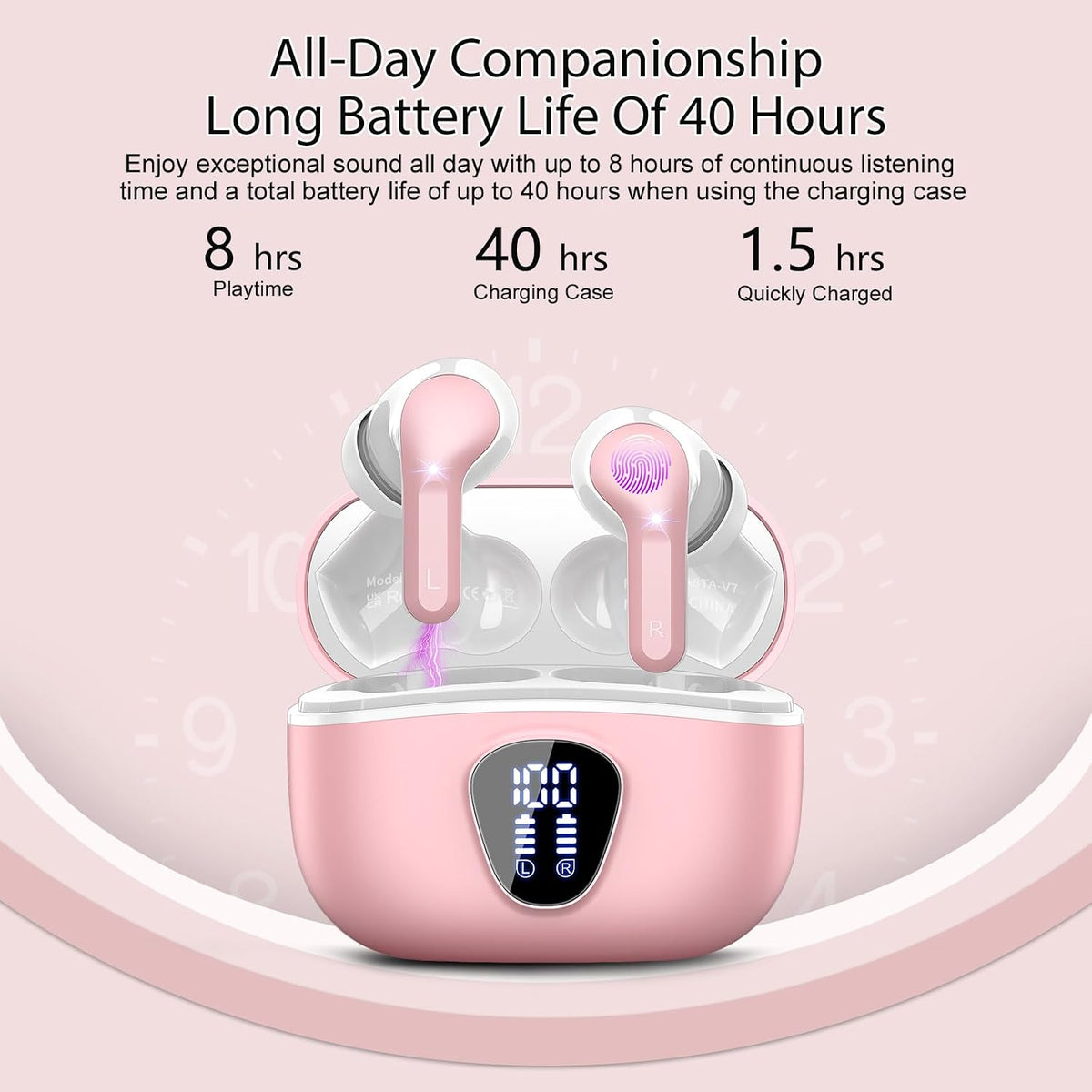 Wireless Earbuds, Bluetooth 5.4 Headphones HiFi Stereo, Bluetooth Earbuds