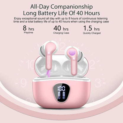 Wireless Earbuds, Bluetooth 5.4 Headphones HiFi Stereo, Bluetooth Earbuds