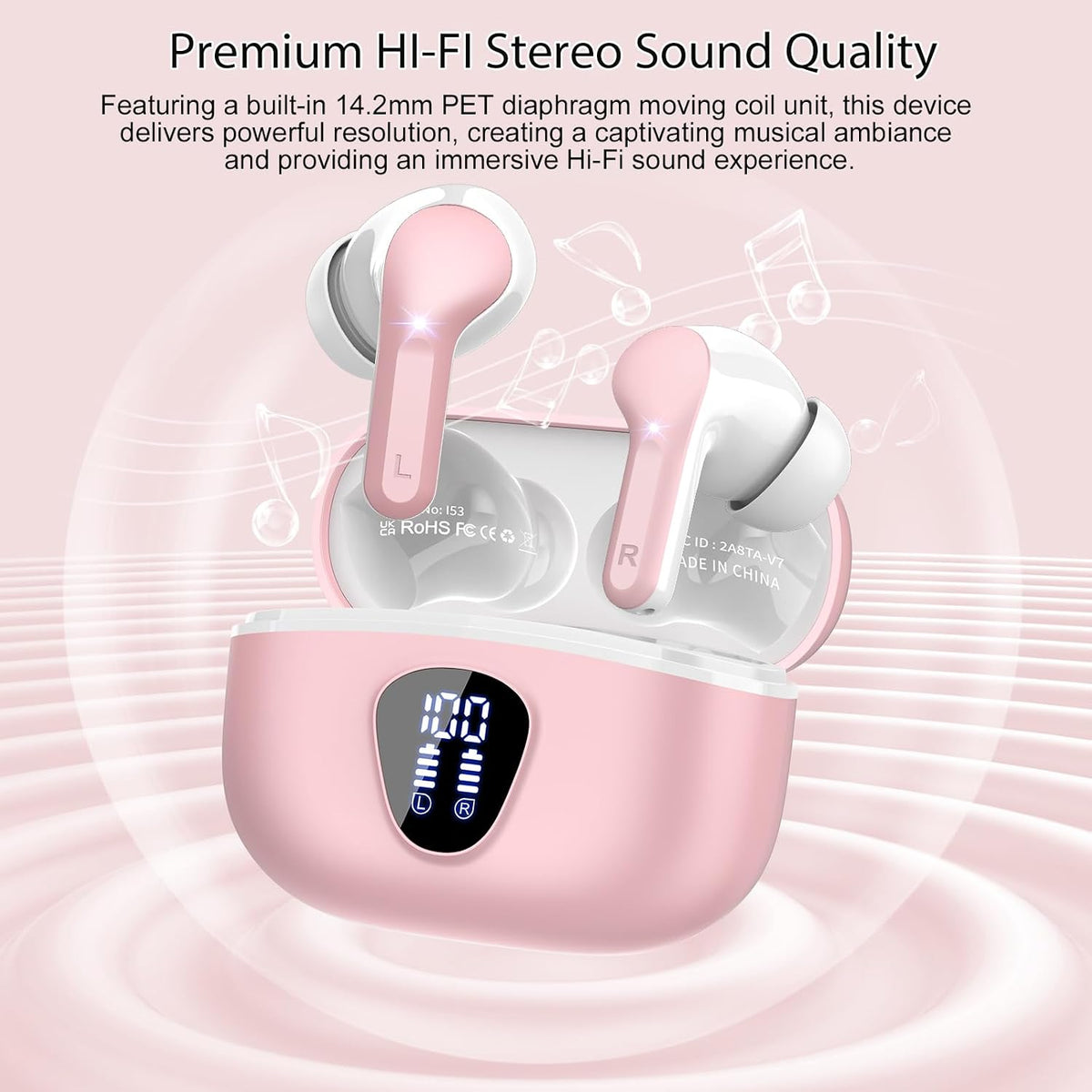 Wireless Earbuds, Bluetooth 5.4 Headphones HiFi Stereo, Bluetooth Earbuds