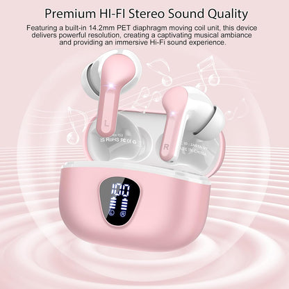 Wireless Earbuds, Bluetooth 5.4 Headphones HiFi Stereo, Bluetooth Earbuds