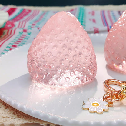 3PCS Strawberry Squishy Toy with Keychain, Soft Fruit Squeeze Stress Ball