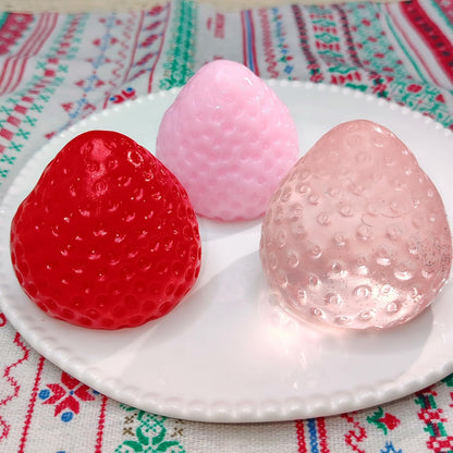 3PCS Strawberry Squishy Toy with Keychain, Soft Fruit Squeeze Stress Ball