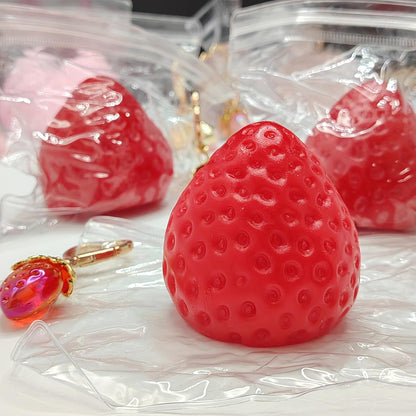 3PCS Strawberry Squishy Toy with Keychain, Soft Fruit Squeeze Stress Ball
