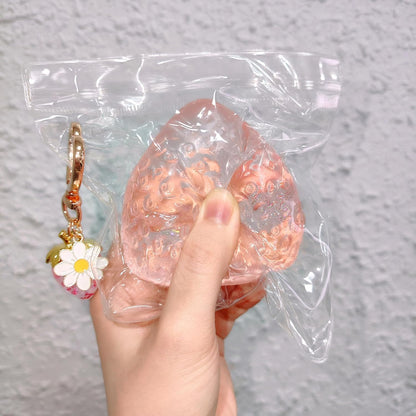 3PCS Strawberry Squishy Toy with Keychain, Soft Fruit Squeeze Stress Ball