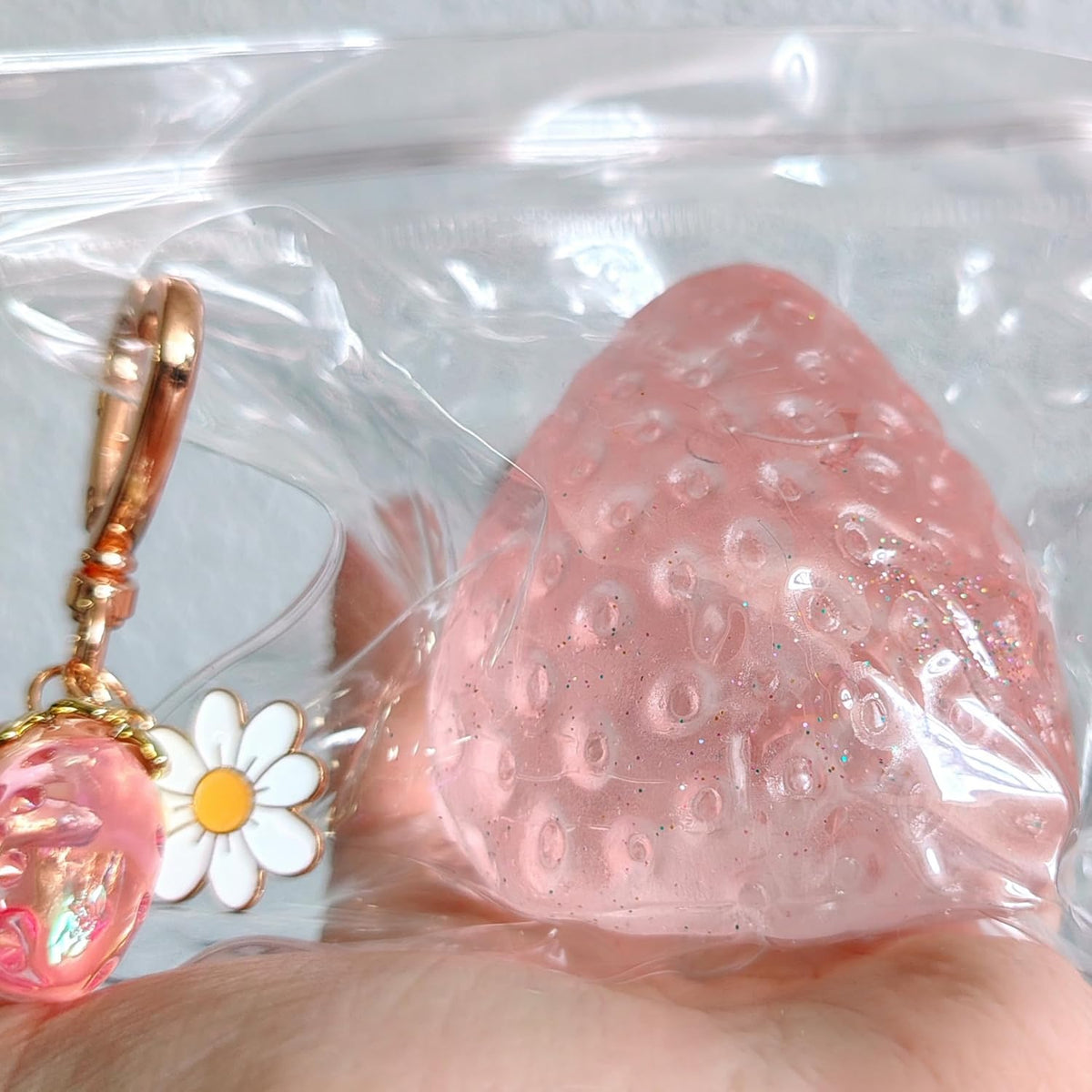 3PCS Strawberry Squishy Toy with Keychain, Soft Fruit Squeeze Stress Ball